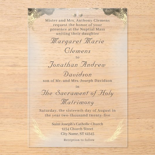 カソリックグレースアクリル結婚式招待状 アクリル招待状