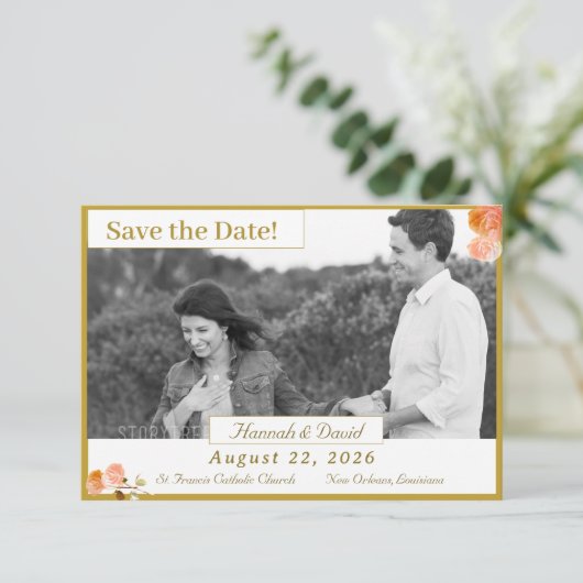 カソリックテラコッタバラフラットザデイトカード セーブザデート (スタンド正面)