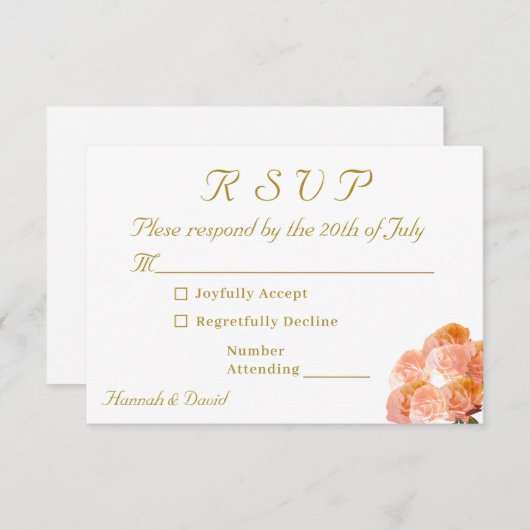 カソリックテラコッタ結婚バラ 出欠カード (正面/裏面)