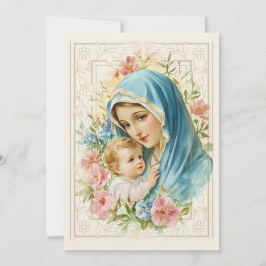 カソリックバプテスマ《キリスト教》洗礼式や命名式メアリーイエス 招待状 (裏面)