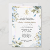 カソリックバプテスマ《キリスト教》洗礼式や命名式メアリーイエズブルー 招待状 (正面)