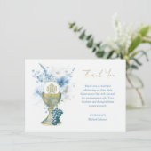 カソリックブルーフローラファーストコミュニオンサンキュー 招待状 (スタンド正面)