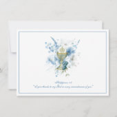 カソリックブルーフローラファーストコミュニオンサンキュー 招待状 (裏面)