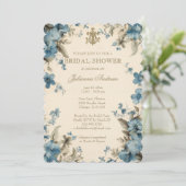 カソリックブルーフローラブライダルシャワーマリアンクロス 招待状 (スタンド正面)