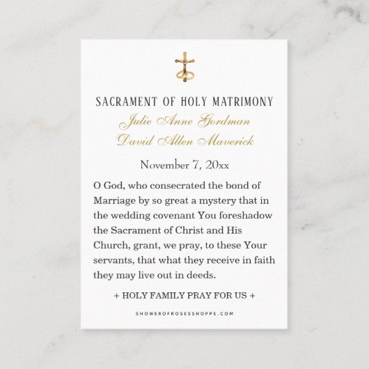 カソリックブルーフローラモンストレ結婚ンスの神聖カード 名刺 (裏面)