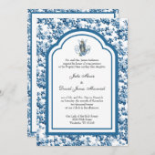 カソリックブルーフローラヴァージンメアリ結婚ーズ 招待状 (正面/裏面)