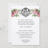 カソリックホーリーファミリーピンクローズフローラ結婚ズ 招待状 (正面)