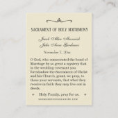 カソリックホーリーファミリー結婚式の引き出物ホーリーカード 名刺 (裏面)