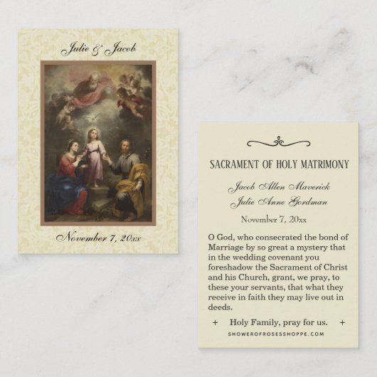 カソリックホーリーファミリー結婚式の引き出物ホーリーカード 名刺 (正面/裏面)