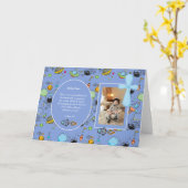 カソリックボーイズブルークロスバイブル引用文 パーソナライズされた カード (黄色い花)