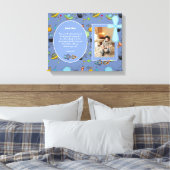 カソリックボーイズブルークロスバイブル引用文 パーソナライズされた キャンバスプリント (インサイチュ (寝室))