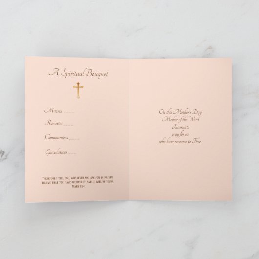 カソリックマザーズ日スピリチュアルブーケ祈りの言葉 カード (内部)