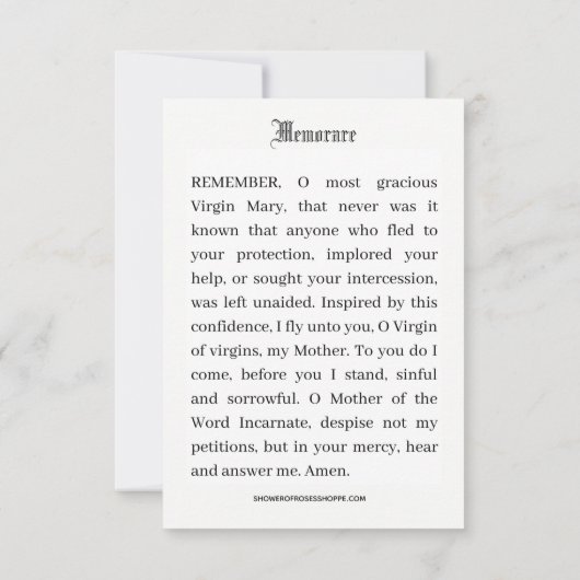 カソリックマザーメアリーフローラメモリ祈りの言葉 (裏面)