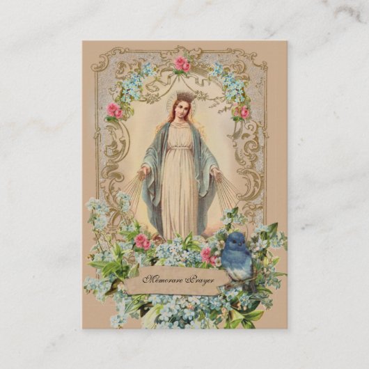 カソリックマザーメアリーフローラメモリ祈りの言葉 プレイスカード (正面)