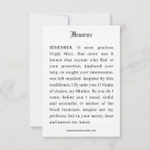 カソリックマザーメアリーフローラメモリ祈りの言葉 招待状 (裏面)