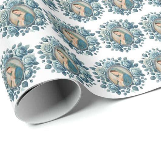 カソリックマザーメリーブルーバラ ラッピングペーパー (ロールコーナー)