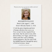 カソリックメアリーメモリア祈りの言葉葬儀祈りの言葉カード (裏面)