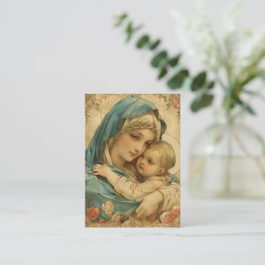 カソリックメリーイエズス葬儀記念祈りの言葉カード エンクロージャーカード (スタンド正面)