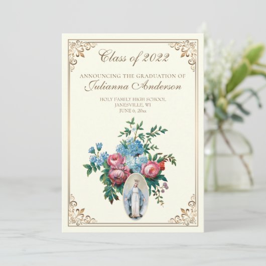 カソリックラシッククのエレガント宗教卒業 招待状 (スタンド正面)