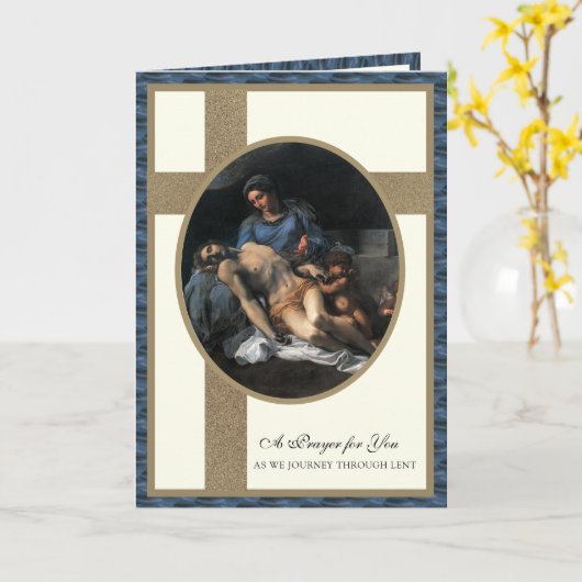 カソリックリントピエタ祈りの言葉ヴァージンメアリーイエス カード (黄色い花)