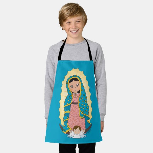 カソリック我々のグアダルーペの女性ヴァージンメアリーエンジェル エプロン (着用した状態)