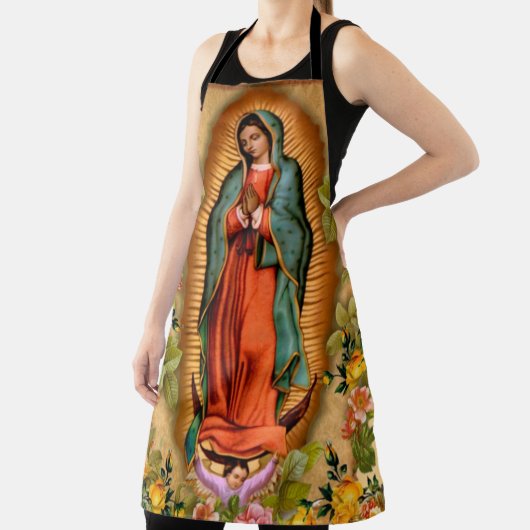 カソリック我々のグアダルーペの女性ヴァージンメアリーフローラ エプロン (インサイチュ)