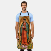 カソリック我々のグアダルーペの女性ヴァージンメアリーフローラ エプロン (着用した状態)