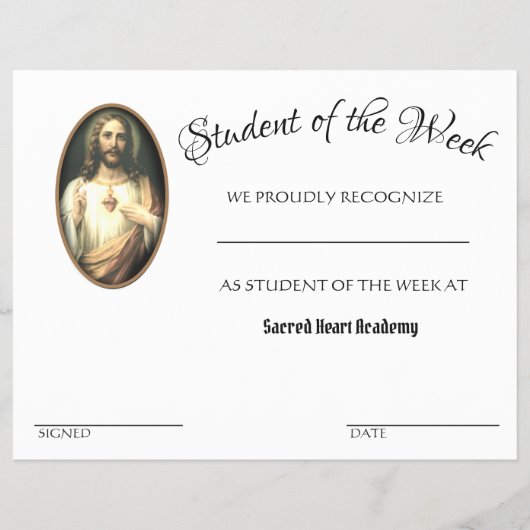 カソリック業績表彰学校証明書 チラシ (正面)