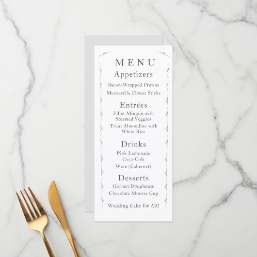 カソリック結婚スホワイトのメニュー メニュー (正面/裏面インサイチュ)