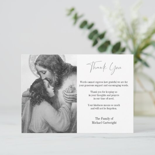 カソリック聖ハートイエズ葬式悔やみや弔慰 サンキューカード (スタンド正面)