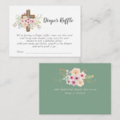 カソリック赤ちゃんシャワーおむつラッフル – フローラクロス エンクロージャーカード (正面/裏面)