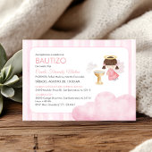 カソリック赤ちゃん女の子かわいい水の色エンジェルバプテスマ 招待状
