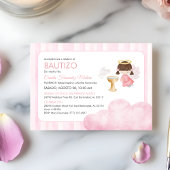 カソリック赤ちゃん女の子かわいい水の色エンジェルバプテスマ 招待状