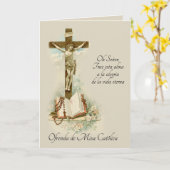 カソリッスペインのク悔やみや弔慰ミサ提供祈りの言葉 カード (黄色い花)
