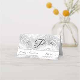 カソリッフェイクク・サテンモノグラムのサンキューカード プレイスカード