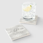 カソリッフェイクク・サテンモノグラムの ストーンコースター (横)