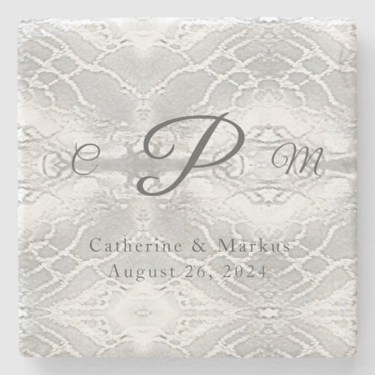 カソリッフェイクク・サテンモノグラムの ストーンコースター (正面)