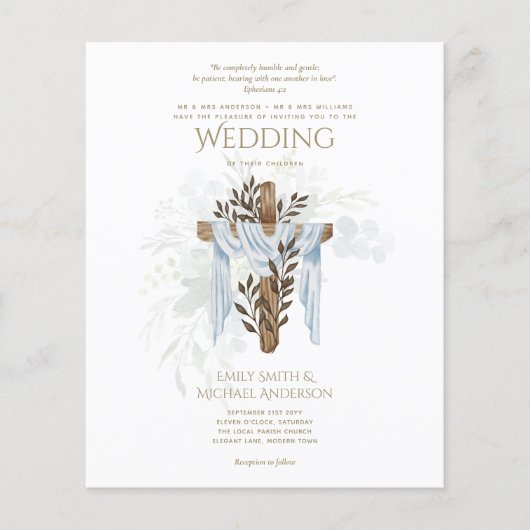 カソリッモダンク結婚式招待状白エレガント色 チラシ (正面)