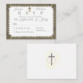 カソリッモノグラムのクヴィンテージ結婚式詳細カード エンクロージャーカード (正面/裏面)