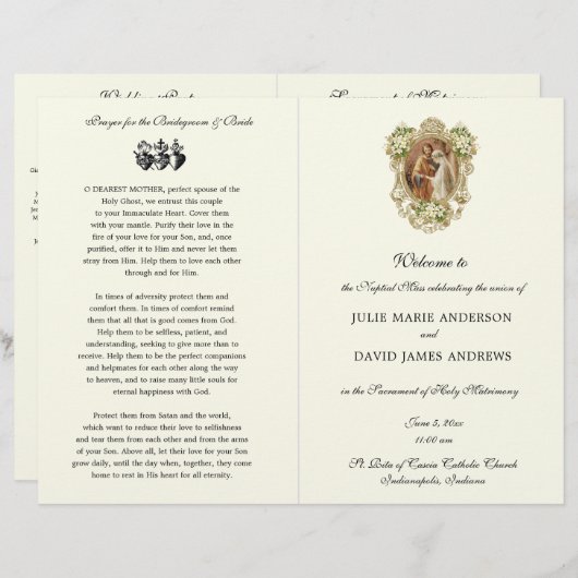 カソリッ伝統的クのラテン質量結婚式 プログラム (正面/裏面)