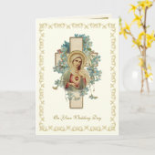 カソリッ伝統的クのヴィンテージのエレガント結婚式 カード (黄色い花)