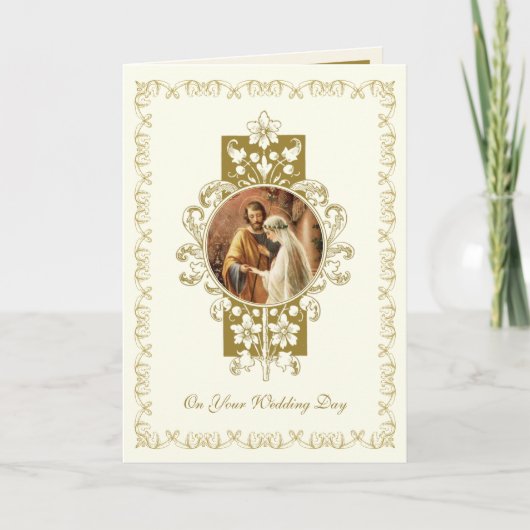 カソリッ伝統的クのヴィンテージのエレガント結婚式 カード (正面)