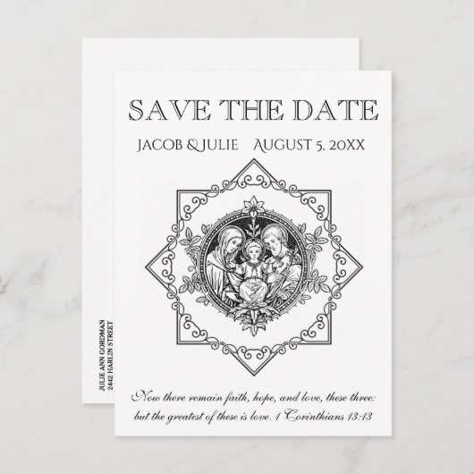 カソリッ伝統的クの聖なる家族は日付を保存 案内ポストカード (正面/裏面)