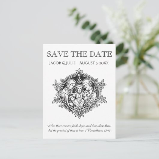 カソリッ伝統的クの聖なる家族は日付を保存 案内ポストカード (スタンド正面)