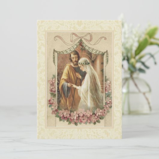 カソリッ伝統的クエレガントヴィンテージ結婚式 招待状 (スタンド正面)