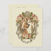 カソリッ伝統的クエレガントヴィンテージ結婚式 招待状 (正面/裏面)