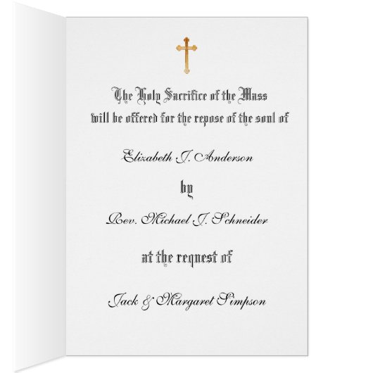 カソリッ伝統的クシーズ悔やみや弔慰ミサ・オファリング (内側 (右))