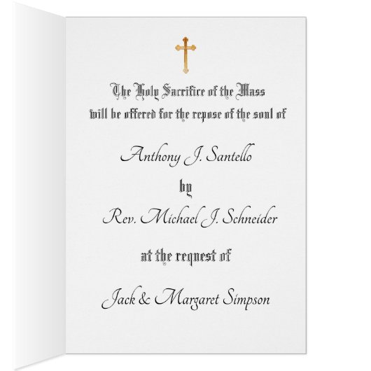 カソリッ伝統的クシーズ悔やみや弔慰ミサ・オファリング (内側 (右))