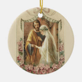 カソリッ伝統的クトリック新郎新婦ヴァージンメアリー セラミックオーナメント