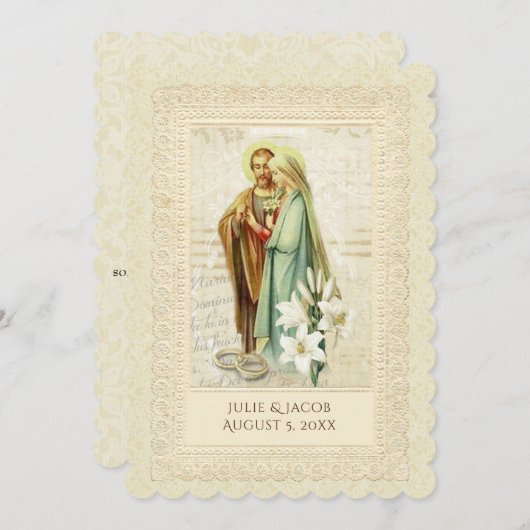 カソリッ伝統的クヴィンテージウェディング招待状 招待状 (正面/裏面)